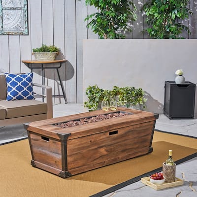 Delany Outdoor 56" 50,000 BTU Rectangular Light Weight Concrete Fire Pit by Christopher Knight Home