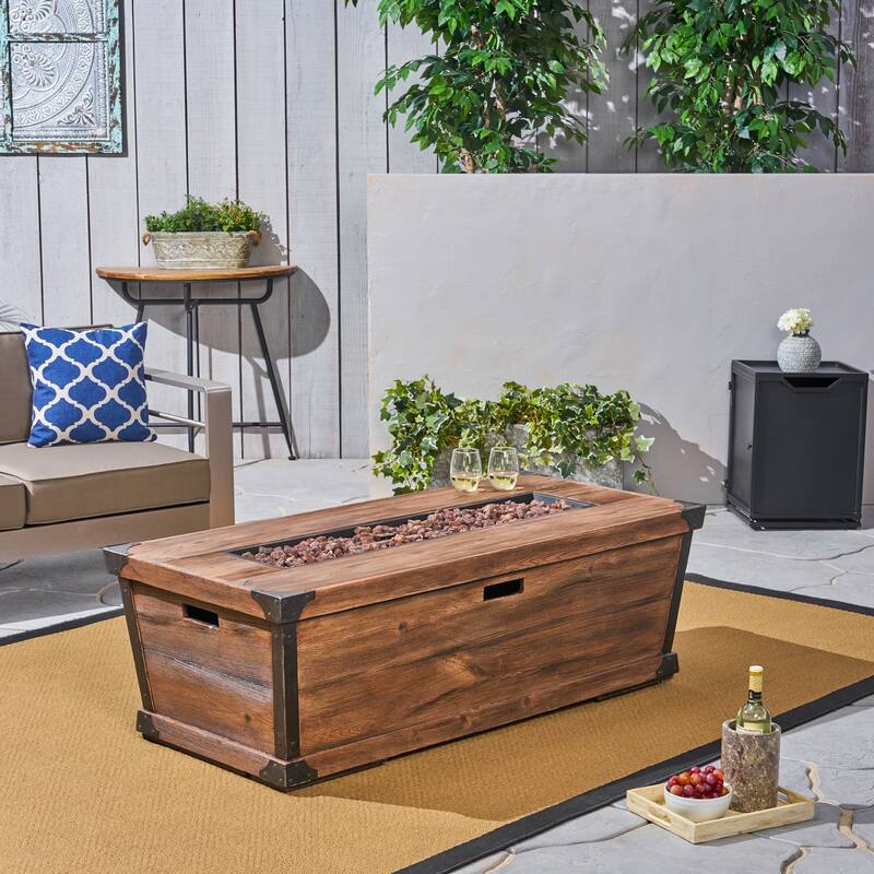 Delany Outdoor 56" 50,000 BTU Rectangular Light Weight Concrete Fire Pit by Christopher Knight Home