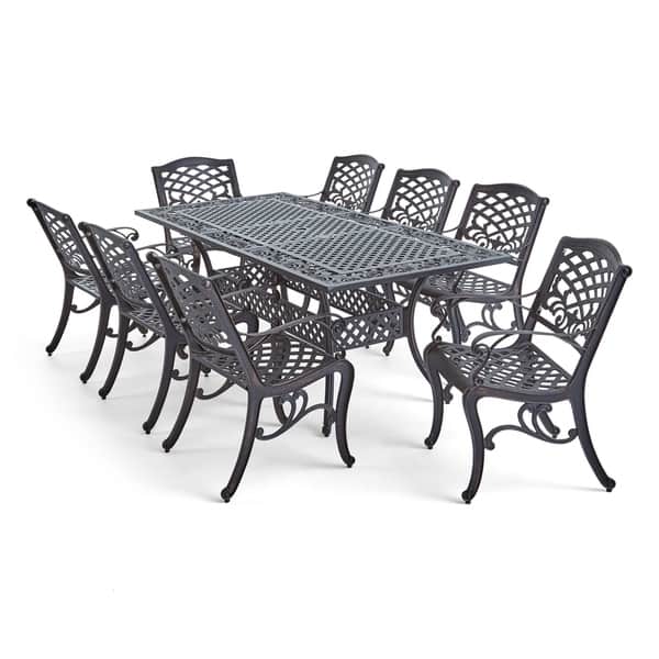 Phoenix Outdoor 8 Seat Aluminum Dining Set By Christopher Knight Home On Sale Overstock 25982282