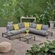 Eldon Outdoor V-Shaped Aluminum and Wood Sofa Set by Christopher Knight Home - Thumbnail 6