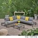 Eldon Outdoor V-Shaped Aluminum and Wood Sofa Set by Christopher Knight Home - Thumbnail 9