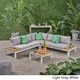 Eldon Outdoor V-Shaped Aluminum and Wood Sofa Set by Christopher Knight Home - Thumbnail 1