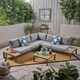 Eldon Outdoor V-Shaped Aluminum and Wood Sofa Set by Christopher Knight Home - Thumbnail 4
