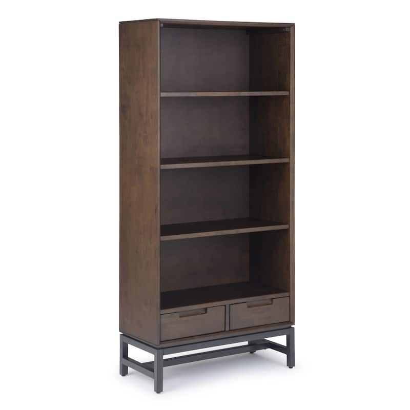 WYNDENHALL Devlin SOLID HARDWOOD and Metal 66x30 inch Rectangle Industrial Bookcase - 30"w x 14"d x 66" h