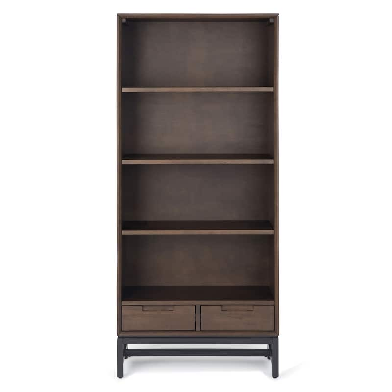 WYNDENHALL Devlin SOLID HARDWOOD and Metal 66x30 inch Rectangle Industrial Bookcase - 30"w x 14"d x 66" h