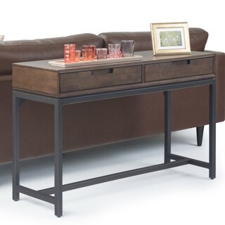 WyndenHall Devlin Solid Hardwood and Metal 48 inch Wide Modern Industrial Console Table in Walnut Brown - 48"W x 16" D x 30" H