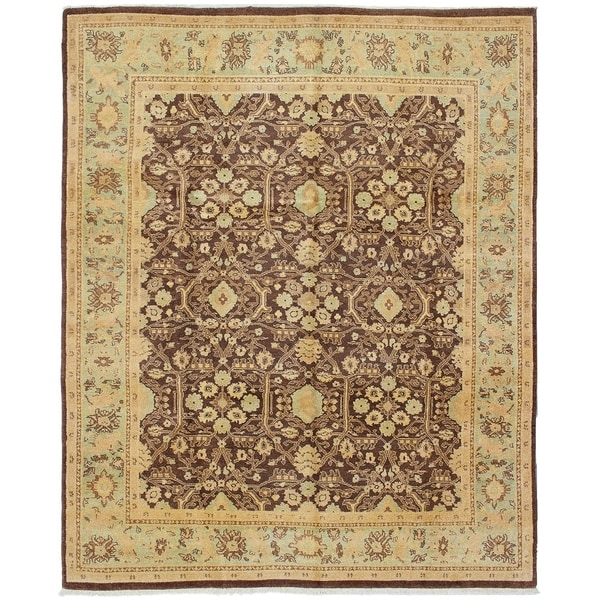 ECARPETGALLERY Hand-knotted Chobi Twisted Dark Brown Wool Rug - 8'0 x 9'10
