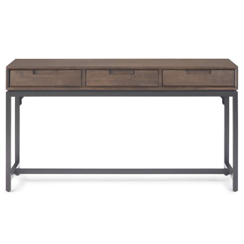WYNDENHALL Devlin SOLID HARDWOOD and Metal 54 inch Wide Industrial Wide Console Table in Walnut Brown - 54"W x 16" D x 30" H