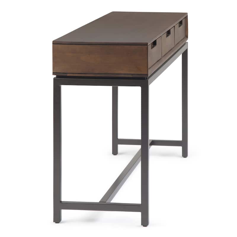 WYNDENHALL Devlin SOLID HARDWOOD and Metal 54 inch Wide Industrial Wide Console Table in Walnut Brown - 54"W x 16" D x 30" H
