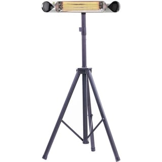 Hanover 35.4" Wide Electric Carbon Infrared Heat Lamp with Remote Control and Tripod Stand, Silver/Black