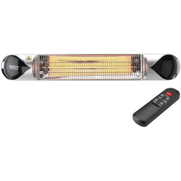 slide 1 of 6, Hanover 35.4" Wide Electric Carbon Infrared Heat Lamp with Remote Control, Silver