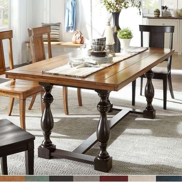 slide 2 of 30, Eleanor 78-inch Oak Dining Table with Turned Leg Trestle Base by iNSPIRE Q Classic
