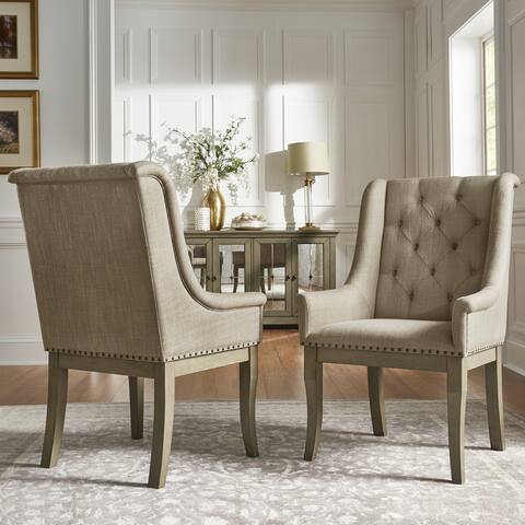 Maizy Beige Tufted Nailhead Dining Chairs (Set of 2) by iNSPIRE Q Artisan