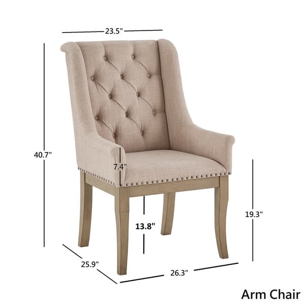 dimension image slide 0 of 2, Maizy Beige Tufted Nailhead Dining Chairs (Set of 2) by iNSPIRE Q Artisan