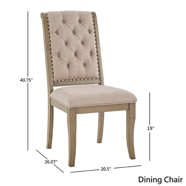 dimension image slide 1 of 2, Maizy Beige Tufted Nailhead Dining Chairs (Set of 2) by iNSPIRE Q Artisan