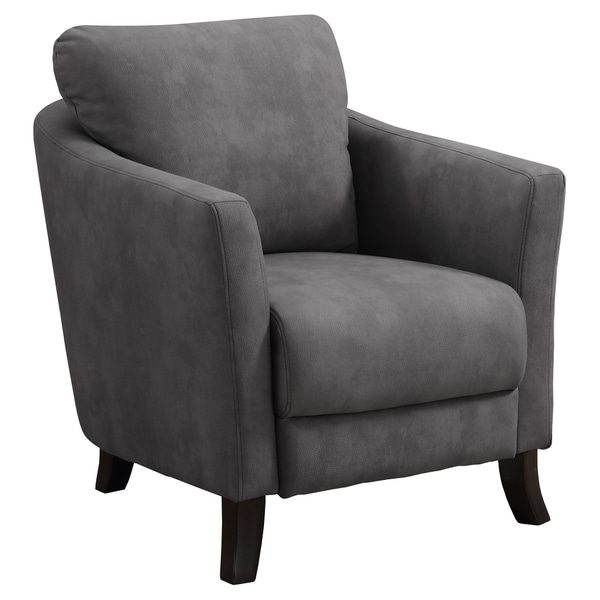 Accent Chair - Grey Microfiber Fabric - Overstock - 25982831