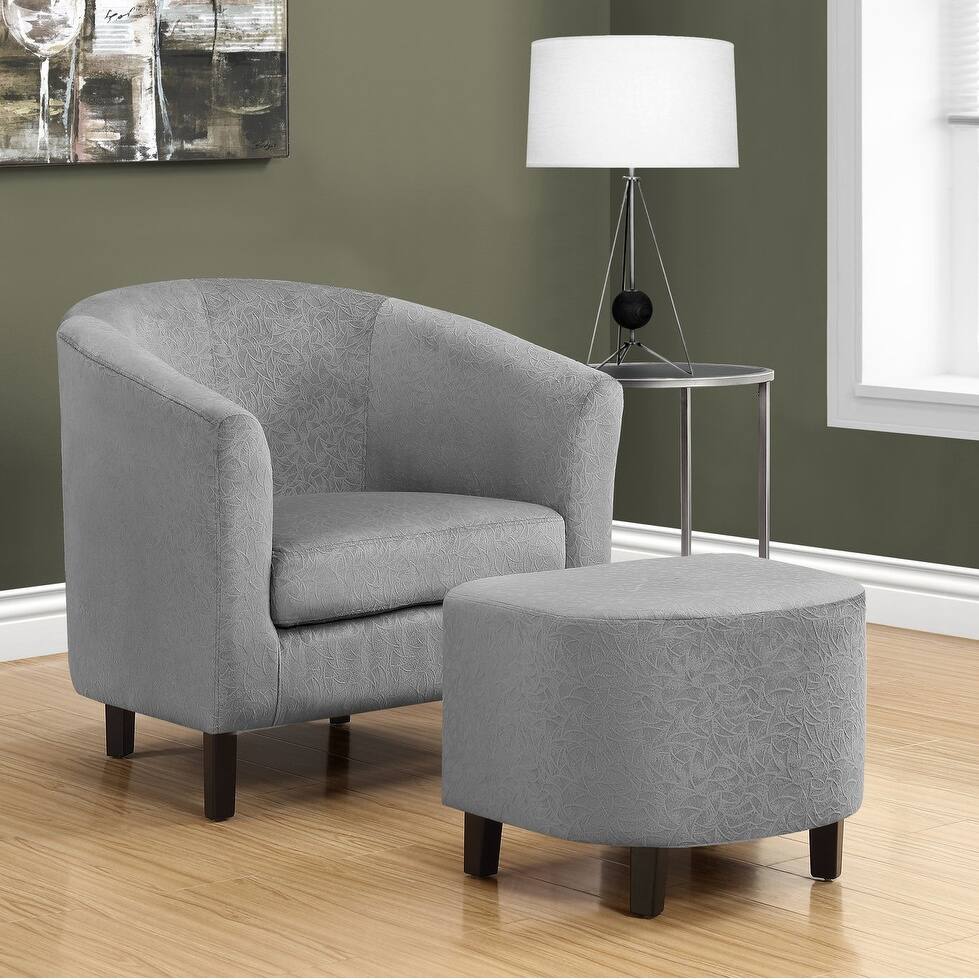 Copper Grove Muret Light Grey Floral Accent Chair with Ottoman