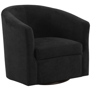 Shop Black Padded Microfiber Accent Chair and Ottoman ...