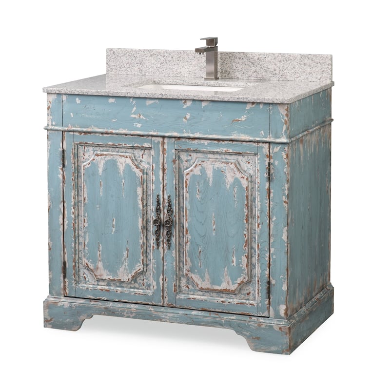 36" Benton Collection Litchfield Rustic Light Blue Bathroom Vanity