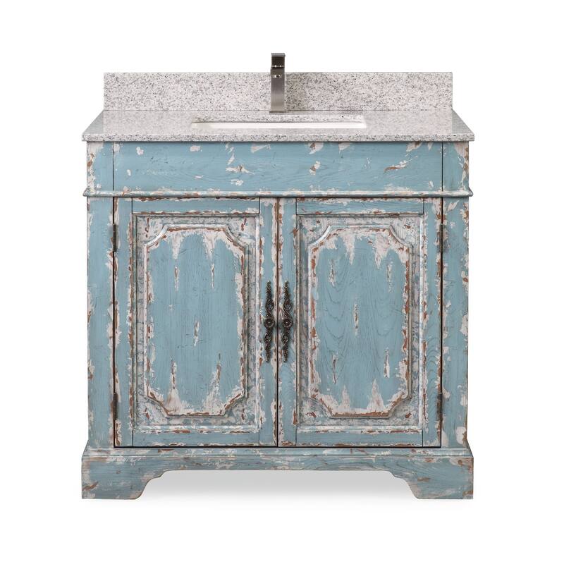 36" Benton Collection Litchfield Rustic Light Blue Bathroom Vanity