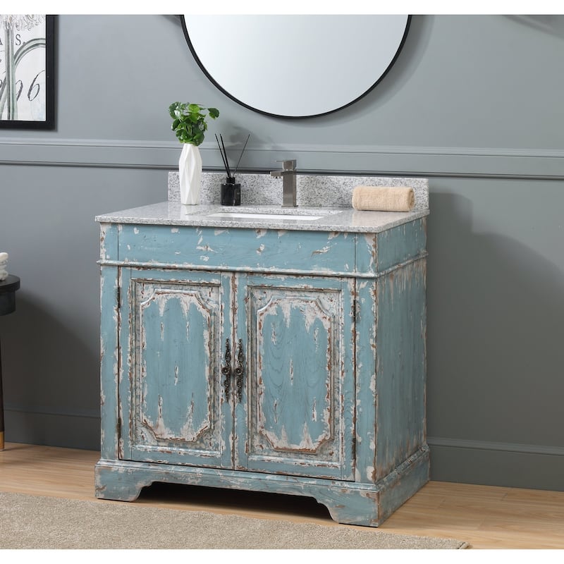 36" Benton Collection Litchfield Rustic Light Blue Bathroom Vanity