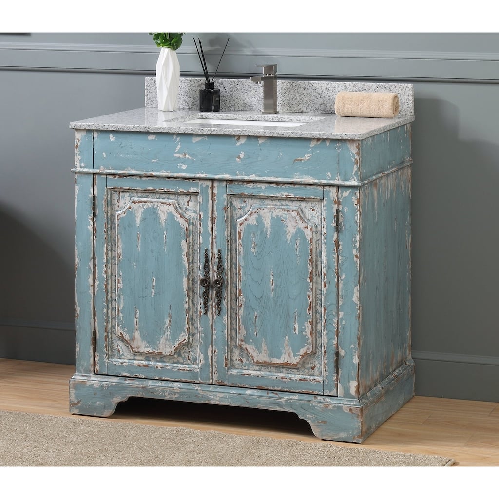 36" Benton Collection Litchfield Rustic Light Blue Bathroom Vanity