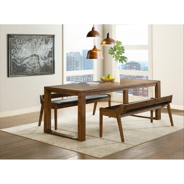 Dining Room Sets Free Shipping - 63150 Dresden Gold Dining Set | Acme Furniture | Free Shipping - The coronado dining table, 4 faux leather dining chairs, and grey fabric/faux leather upholstery dining bench.