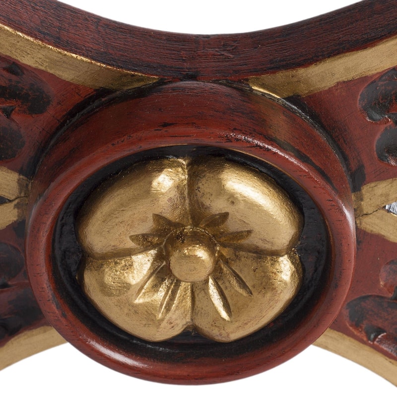Handmade Baroque Claw Foot Leather and Wood Accent Stool (Peru)