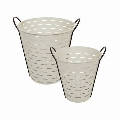 White Olive Baskets, Set of 2
