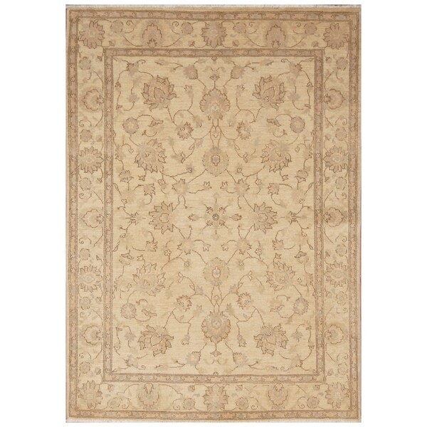 Handmade Vegetable Dye Oushak Wool Rug (Afghanistan) - 4'10 x 6'8