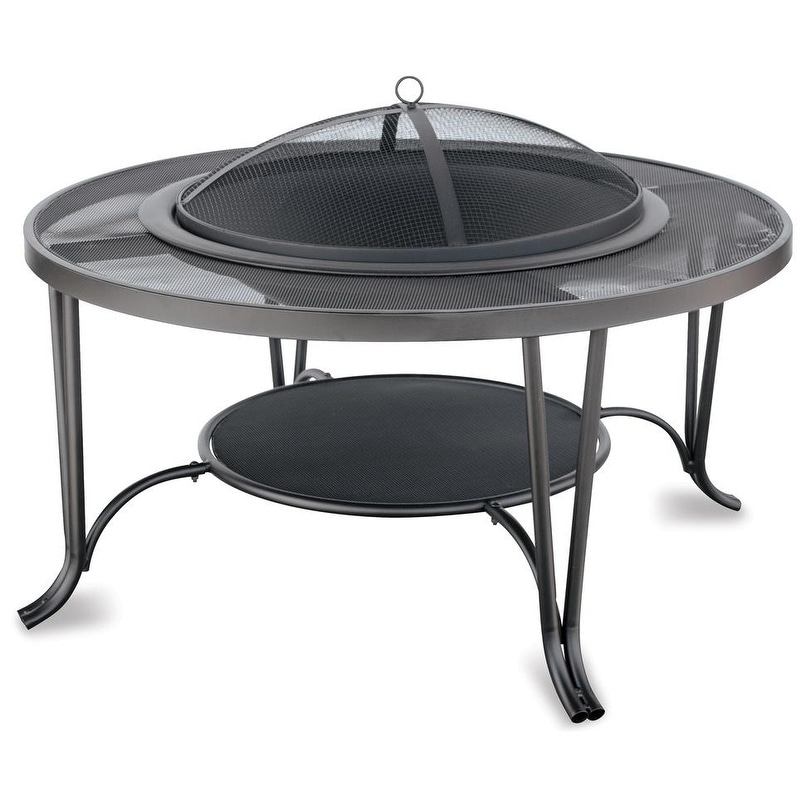 Shop Black Outdoor Fire Pit With Screen Ring Overstock 25993872