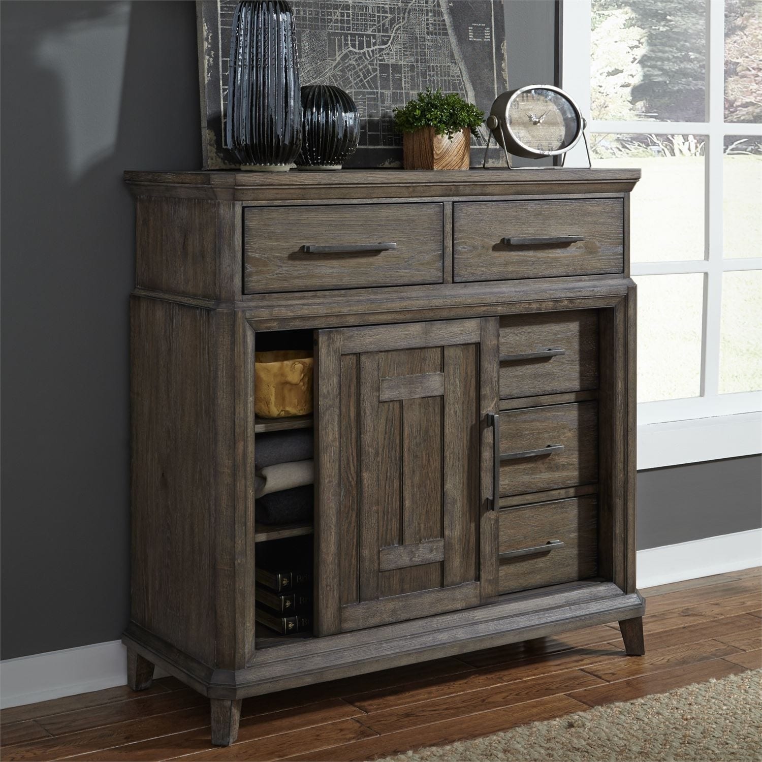 Shop Copper Grove Letampon Wire Brushed Aged Oak Door Chest Free