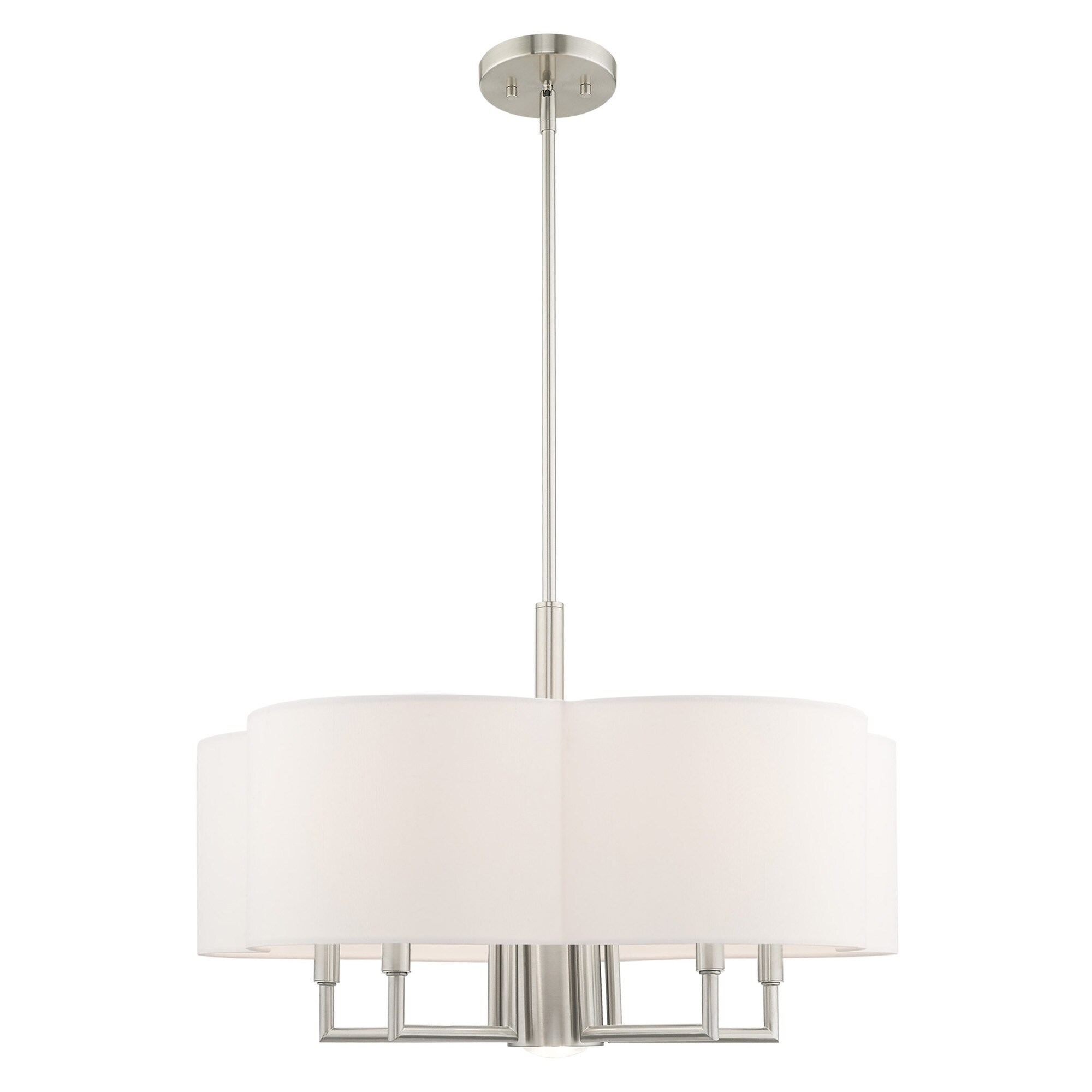 Livex Lighting Chelsea 6-Light Brushed Nickel Pendant Chandelier - 24"Dia. x 17.5"-53.5"Adj. H - Chandeliers For Bedrooms by Overstock.com