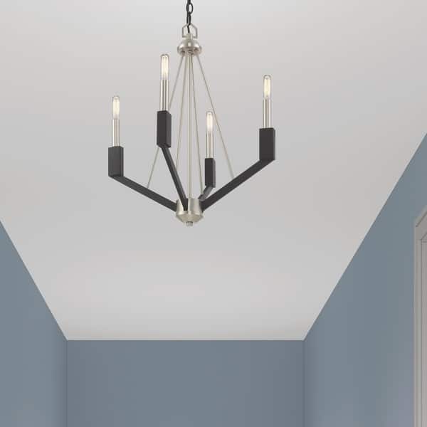 Livex Lighting Beckett 4 Lt Brushed Nickel & Black Mini Chandelier - 18 ...
