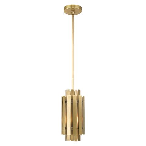 Livex Lighting Greenwich 1-Light Natural Brass Mini Pendant - 6"Dia. x 18.25"-48.25"Adj. H