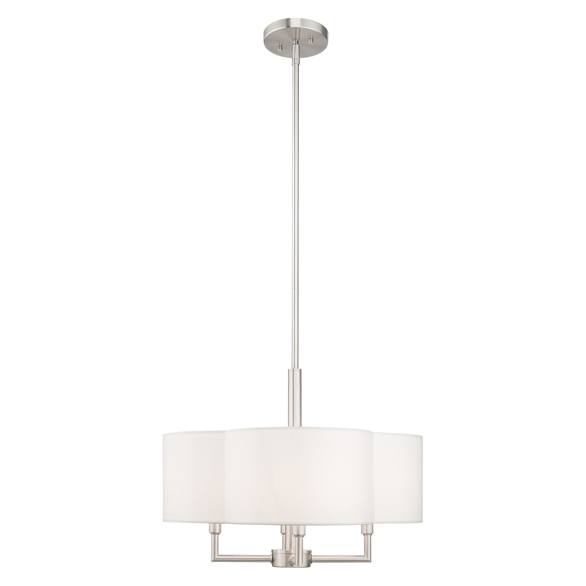 Livex Lighting Chelsea 4-Light Brushed Nickel Pendant Chandelier - 18"Dia. x 16.5"-52.5"Adj. H - Chandeliers For Bedrooms by Overstock.com