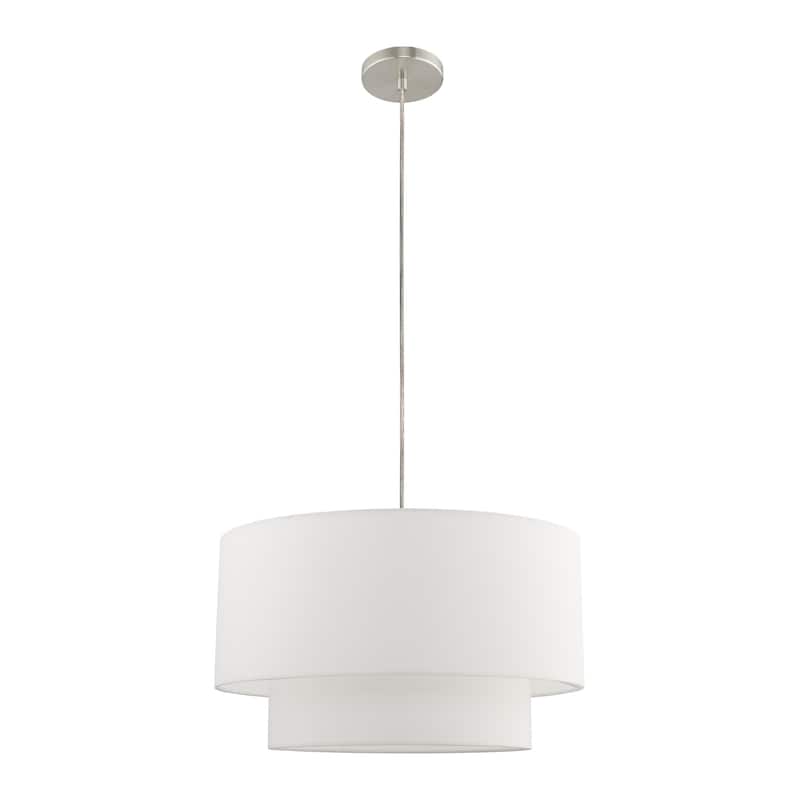 Livex Lighting Clark 1-Light Brushed Nickel Pendant Chandelier - 20"Dia. x 15"-80"Adj. H