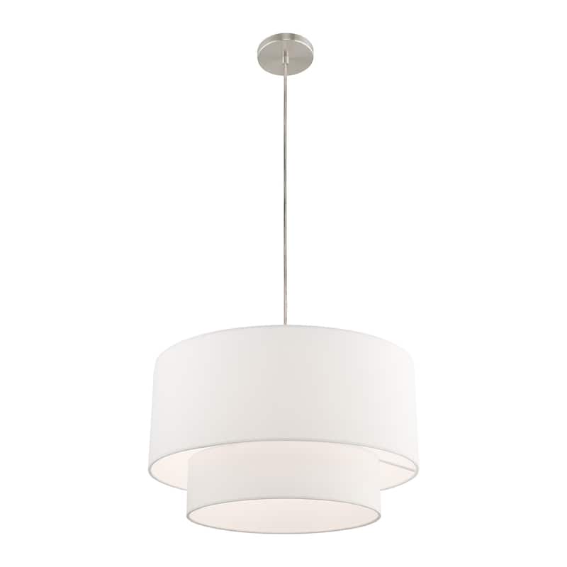 Livex Lighting Clark 1-Light Brushed Nickel Pendant Chandelier - 20"Dia. x 15"-80"Adj. H