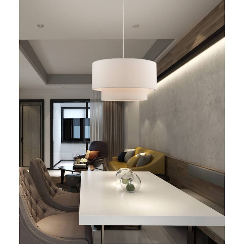 Livex Lighting Clark 1-Light Brushed Nickel Pendant Chandelier - 20"Dia. x 15"-80"Adj. H