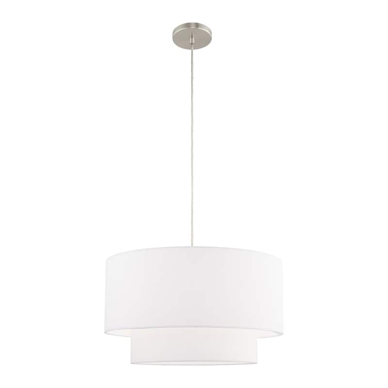 Livex Lighting Clark 1-Light Brushed Nickel Pendant Chandelier - 20"Dia. x 15"-80"Adj. H