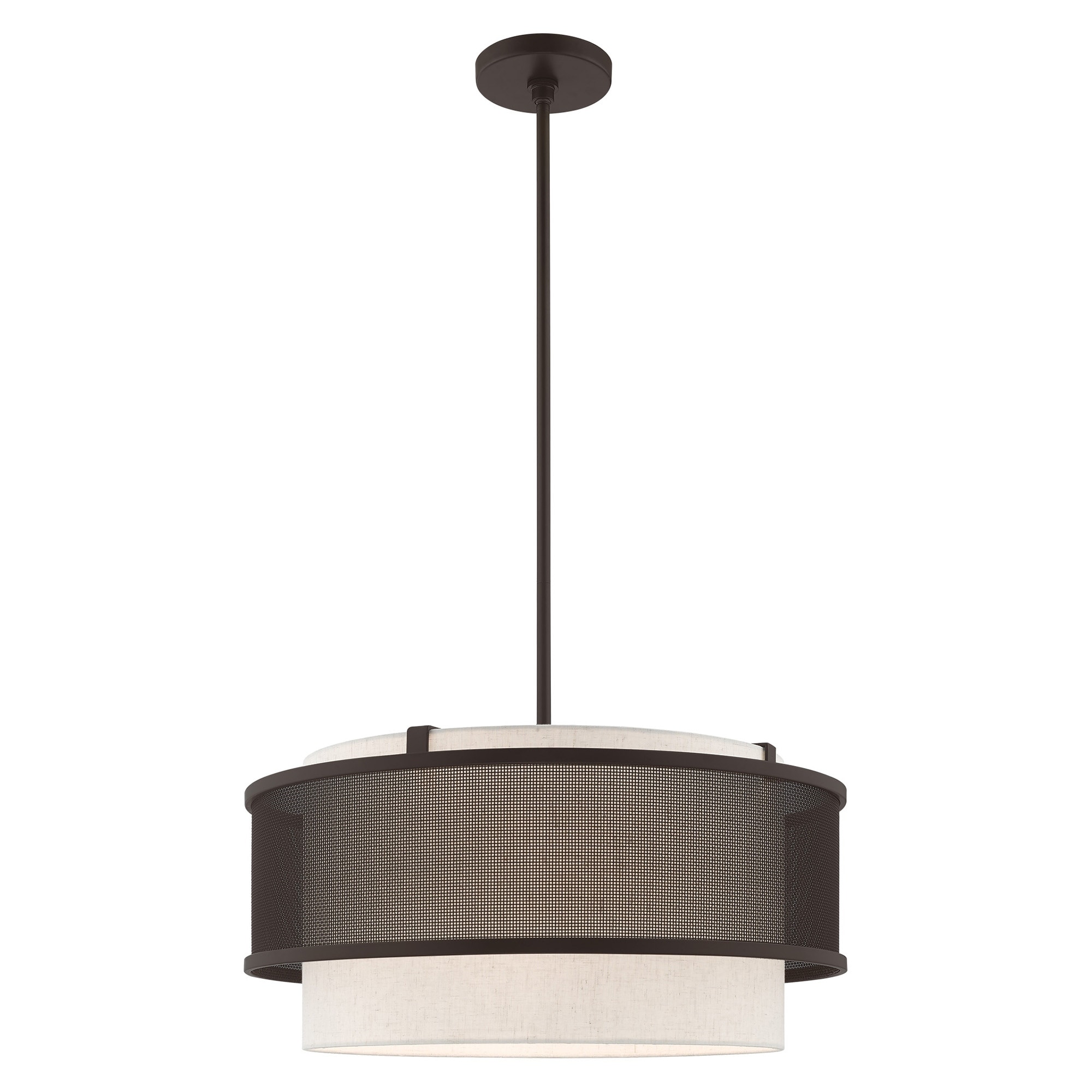 Livex Lighting Braddock 4-Light Bronze Pendant Chandelier - 20"Dia. x 18"-48"Adj. H - Chandeliers For Bedrooms by Overstock.com