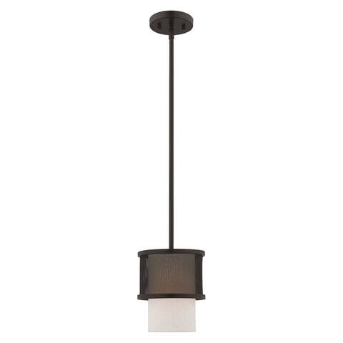 Livex Lighting Braddock 1-Light Bronze Mini Pendant - 7"Dia. x 16.75"-46.75"Adj. H