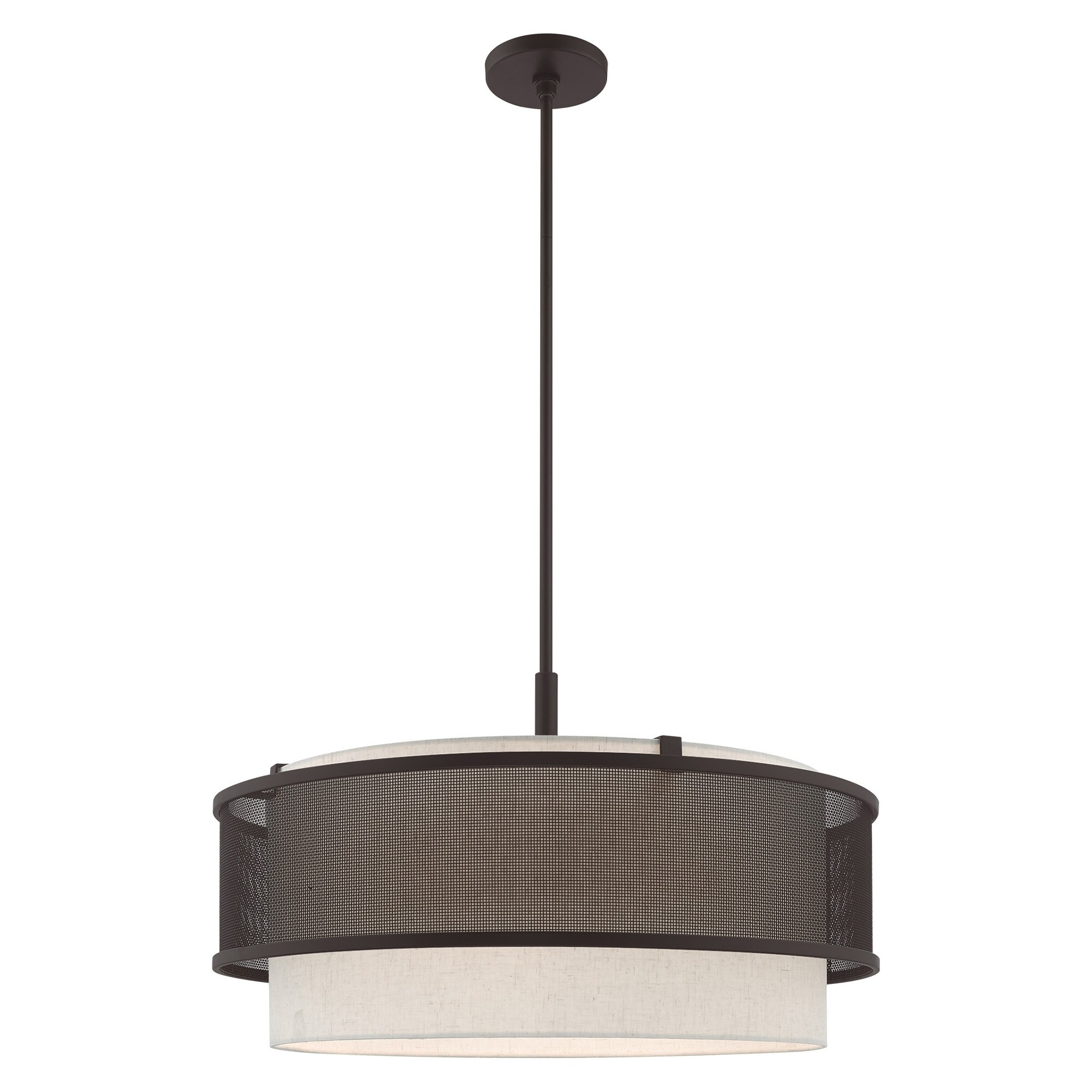 Livex Lighting Braddock 5-Light Bronze Pendant Chandelier - 24"Dia. x 21.75"-51.75"Adj. H - Chandeliers For Bedrooms by Overstock.com