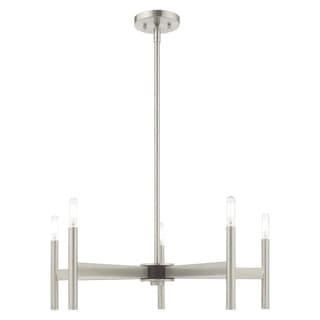 Livex Lighting Copenhagen 5-Light Chandelier - 25"Dia. x 19.75"-43.75"Adj. H (Brushed Nickel) - Chandeliers For Bedrooms by Overstock.com