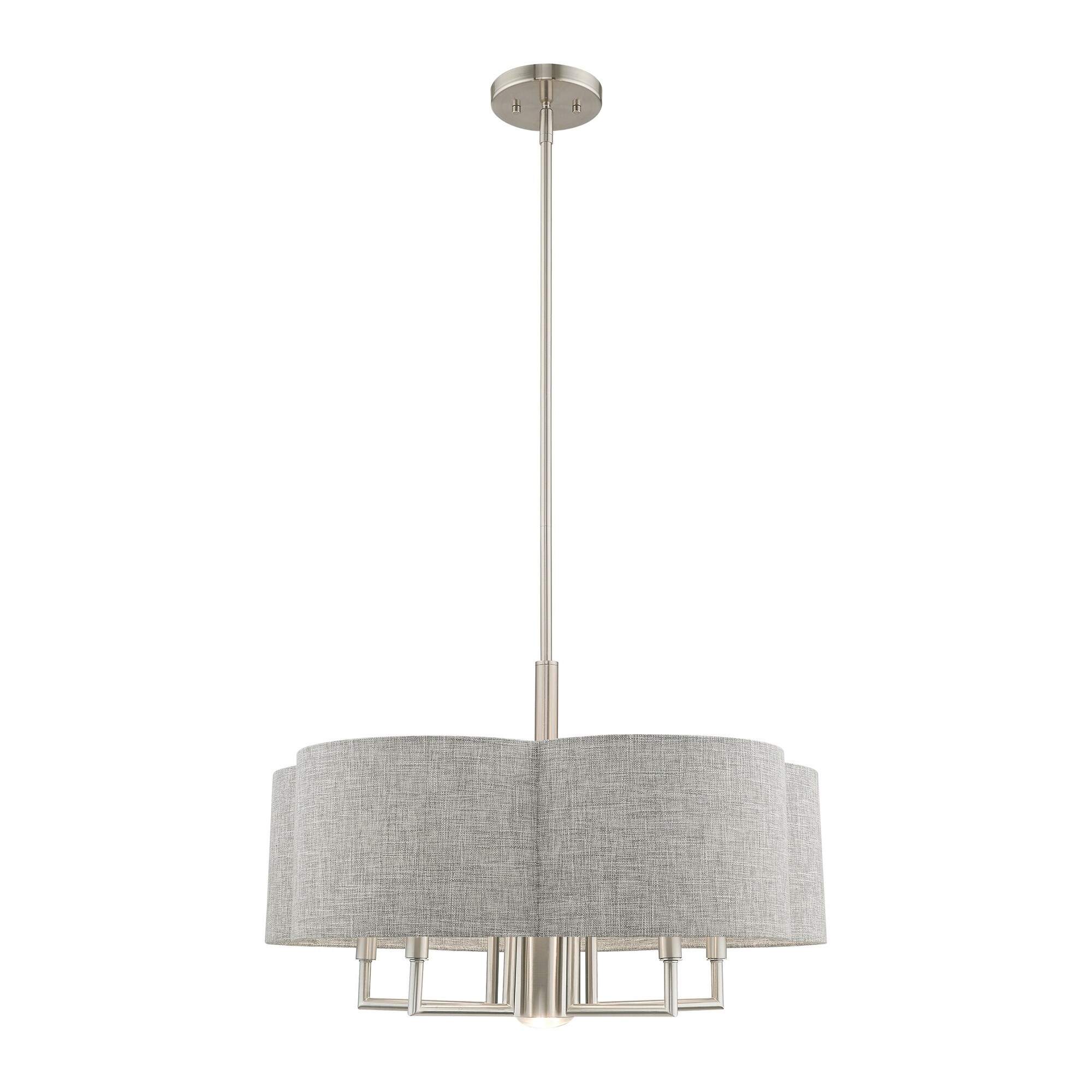 Livex Lighting Kalmar 6 Light Brushed Nickel Pendant Chandelier 24 Dia X 17 5 53 Adj H Livex Lighting Kalmar 6 Light Brushed Nickel Pendant Chandelier 24 Dia X 17 5 53 Adj H