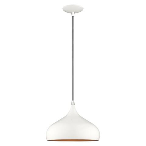 Livex Lighting Metal Shade 1-Light Mini Pendant - 11.75"Dia. x 15"-75"Adj. H - 11.75"Dia. x 15"-75"Adj. H