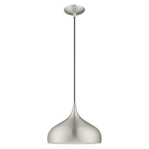 Livex Lighting Metal Shade 1-Light Mini Pendant - 11.75"Dia. x 15"-75"Adj. H - 11.75"Dia. x 15"-75"Adj. H