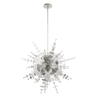 Livex Lighting Circulo 6-Light Pendant Chandelier - 30"Dia. x 38"-74.5"Adj. H (Polished Chrome) - Chandeliers For Bedrooms by Overstock.com