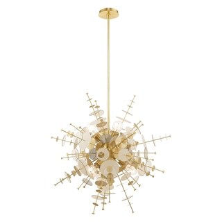Livex Lighting Circulo 6-Light Pendant Chandelier - 30"Dia. x 38"-74.5"Adj. H (Satin Brass) - Chandeliers For Bedrooms by Overstock.com