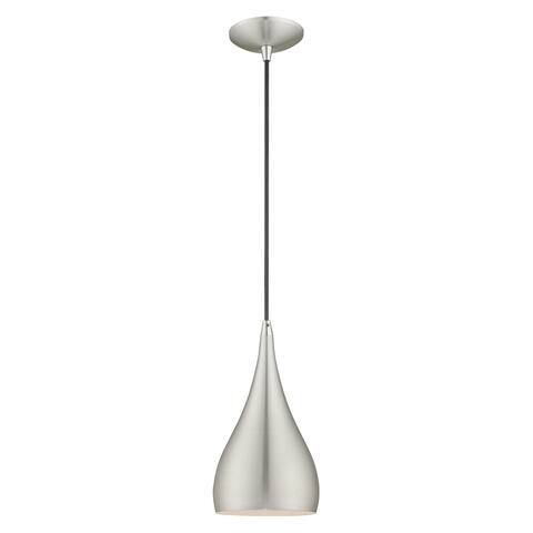 Livex Lighting Metal Shade 1-Light Mini Pendant - 6.25"Dia. x 17"-75"Adj. H - 6.25"Dia. x 17"-75"Adj. H
